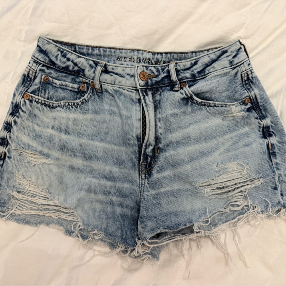 American Eagle Outfitters Distressed Light Blue Jean Shorts